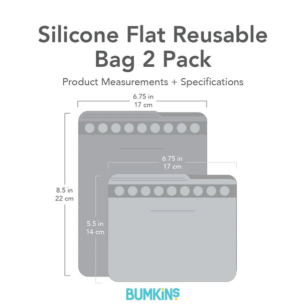 Bumkins Silicone Flat Reusable Bags 2pk