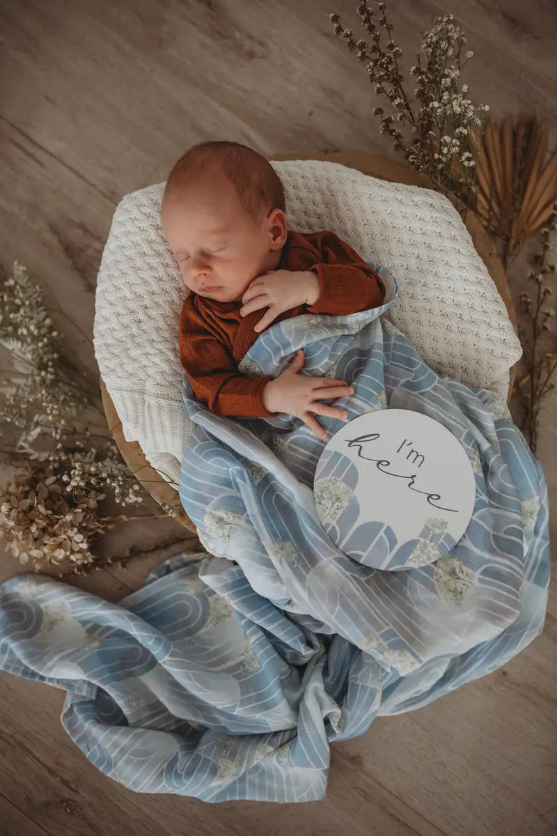 Snuggle Hunny Kids Reversible Milestone Cards - Eventide & Ice Blue - Babyonline