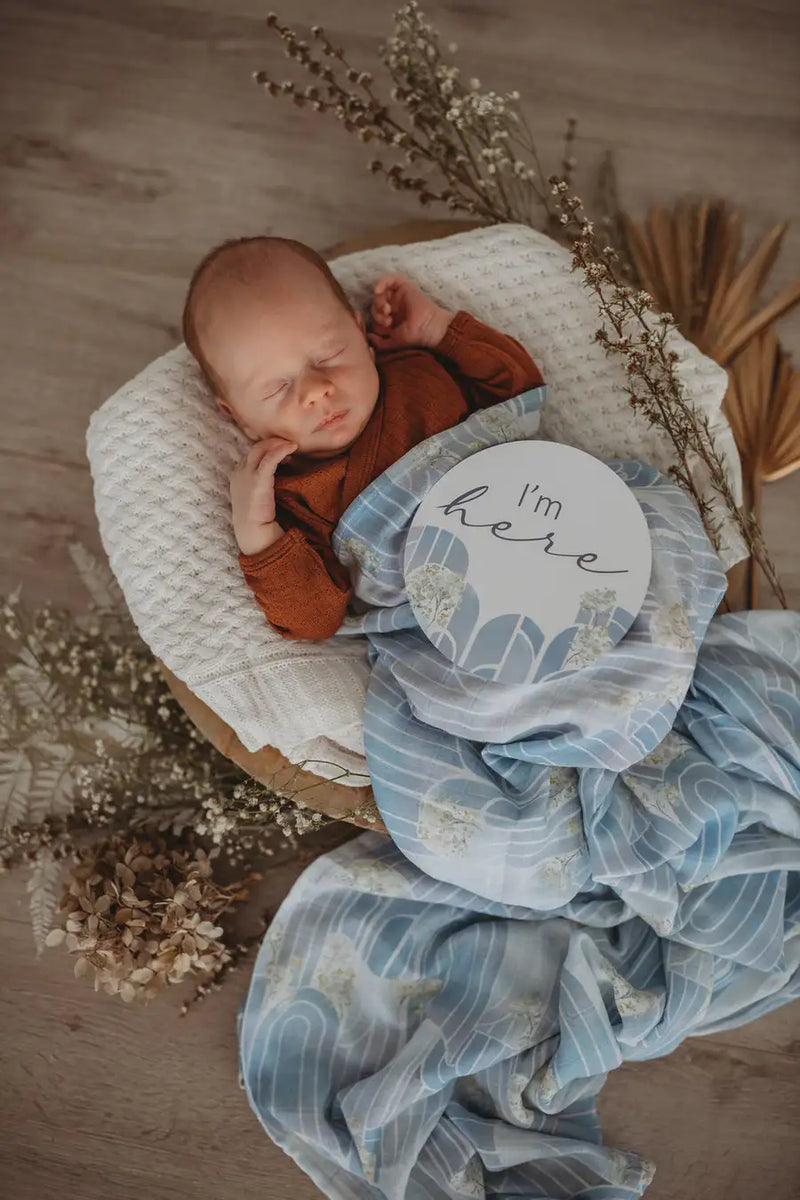 Snuggle Hunny Kids Reversible Milestone Cards - Eventide & Ice Blue - Babyonline