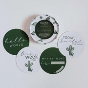 Snuggle Hunny Kids Reversible Milestone Cards - Cactus & Leaf Green - Babyonline