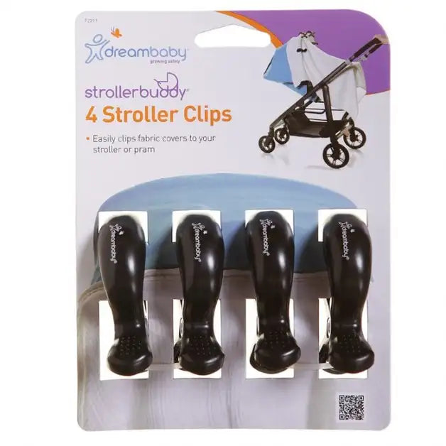 Dreambaby Strollerbuddy Stroller Clips - Black (4 Pack) - Babyonline