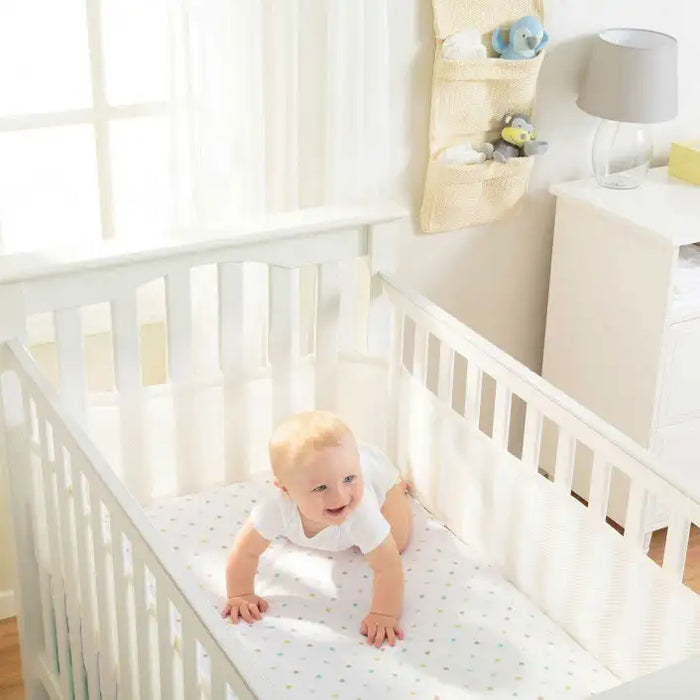Breathable Baby Mesh Cot Liner 4 Sides - White - Babyonline