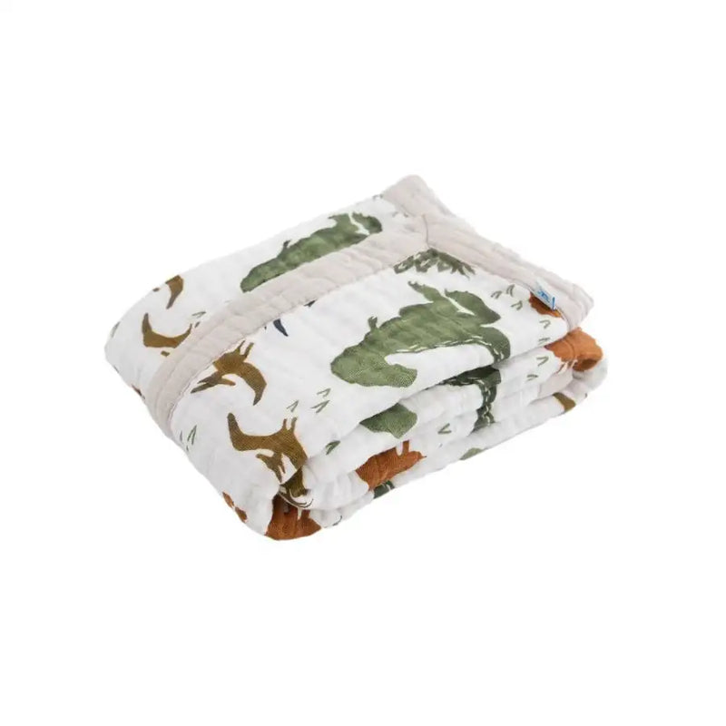Little Unicorn Cotton Muslin Baby Blanket - Dino Friends - Babyonline
