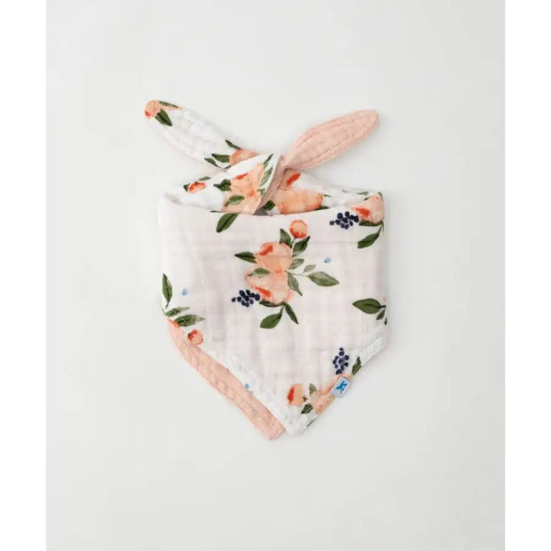 Little Unicorn Reversible Muslin Bandana Bib WATERCOLOUR ROSES - Babyonline