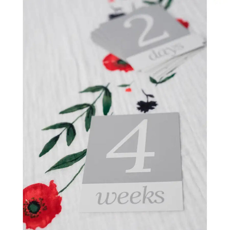 Little Unicorn Photo Blanket & Milestone Set - Summer Poppy - Babyonline