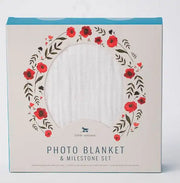 Little Unicorn Photo Blanket & Milestone Set - Summer Poppy - Babyonline