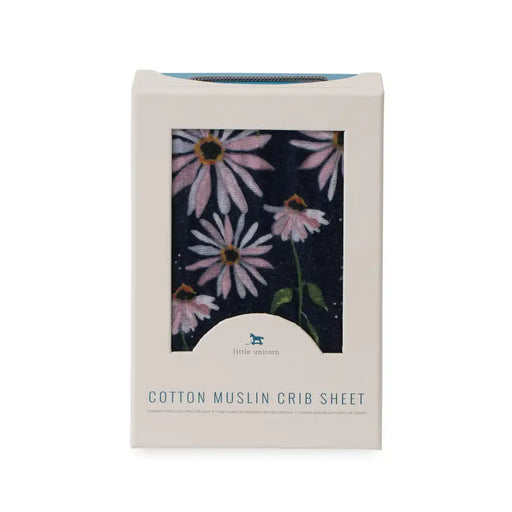 Little Unicorn Cotton Muslin Cot Sheet - Dark Coneflower - Babyonline