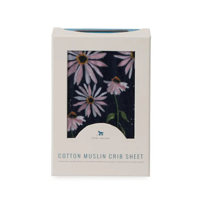 Little Unicorn Cotton Muslin Cot Sheet - Dark Coneflower - Babyonline