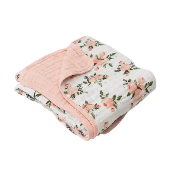 Little Unicorn Muslin Quilt WATERCOLOUR ROSES - Babyonline