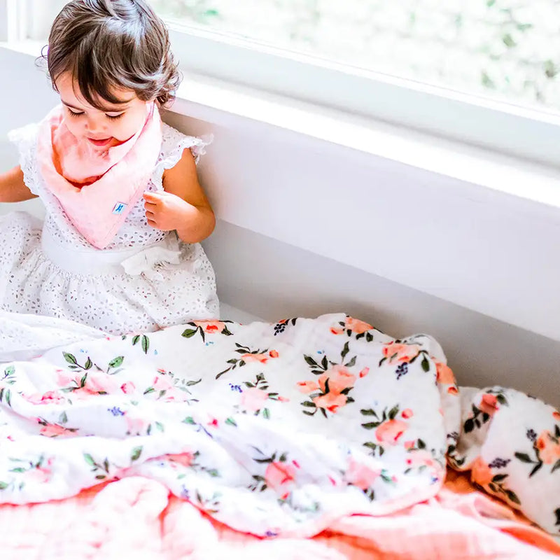 Little Unicorn Muslin Quilt WATERCOLOUR ROSES - Babyonline