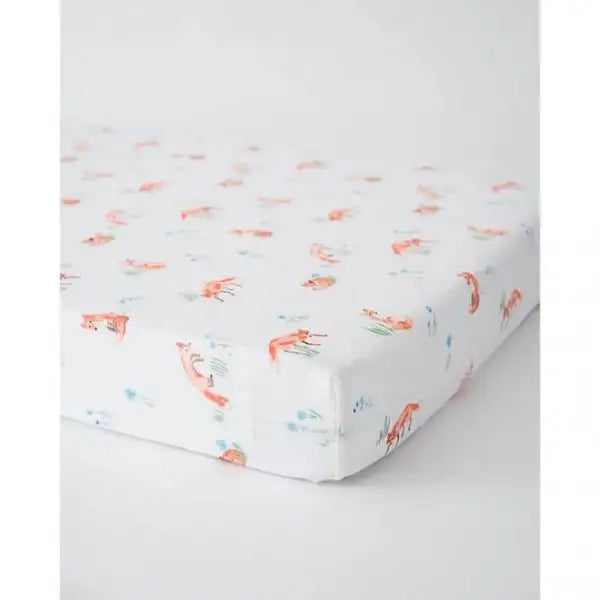 Little Unicorn Cotton Muslin Cot Sheet - Fox - Babyonline