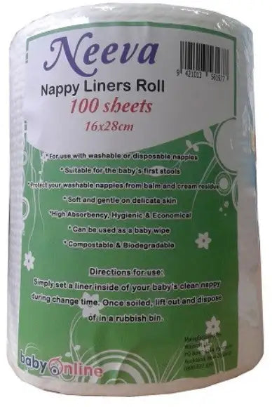 Neeva Nappy Liners ROll 100 Sheets - Babyonline
