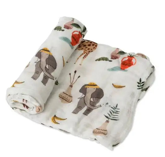 Little Unicorn Single Deluxe Muslin Swaddle - Safari - Babyonline