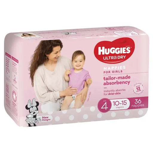 Huggies Ultra Dry - Size 4 (10-15kg) GIRLS - Babyonline