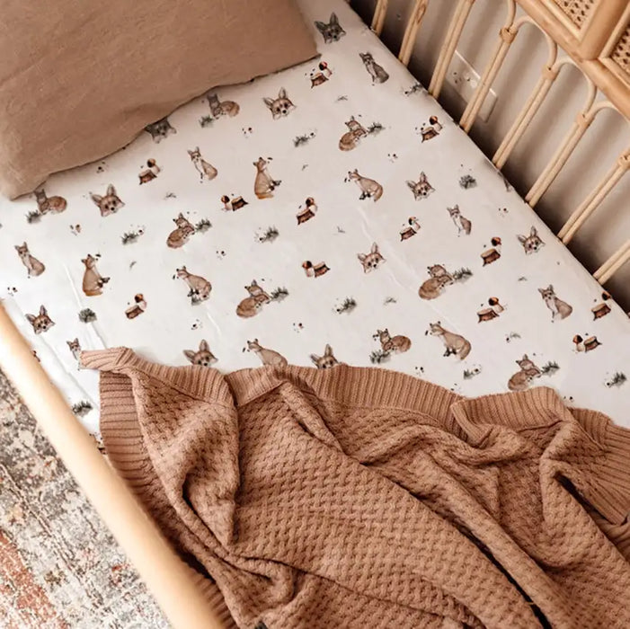 Snuggle Hunny Kids Fitted Cot Sheet FOX Babyonline