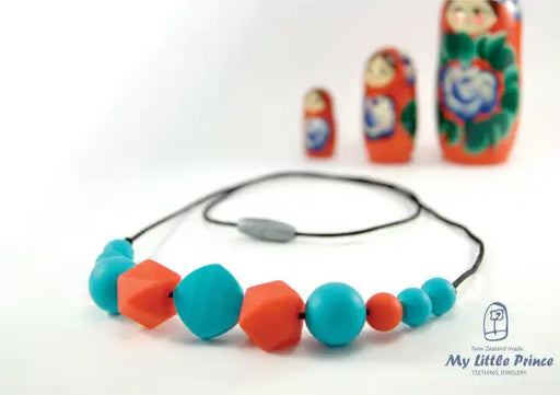 My Little Prince Teething Necklace - TURQUOISE & SCARLET RED - Babyonline