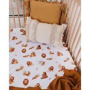 Snuggle Hunny Kids Fitted Cot Sheet - LION - Babyonline