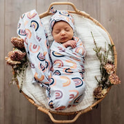Snuggle Hunny Kids Baby Jersey Wrap & Beanie Set - Sunset Rainbow - Babyonline