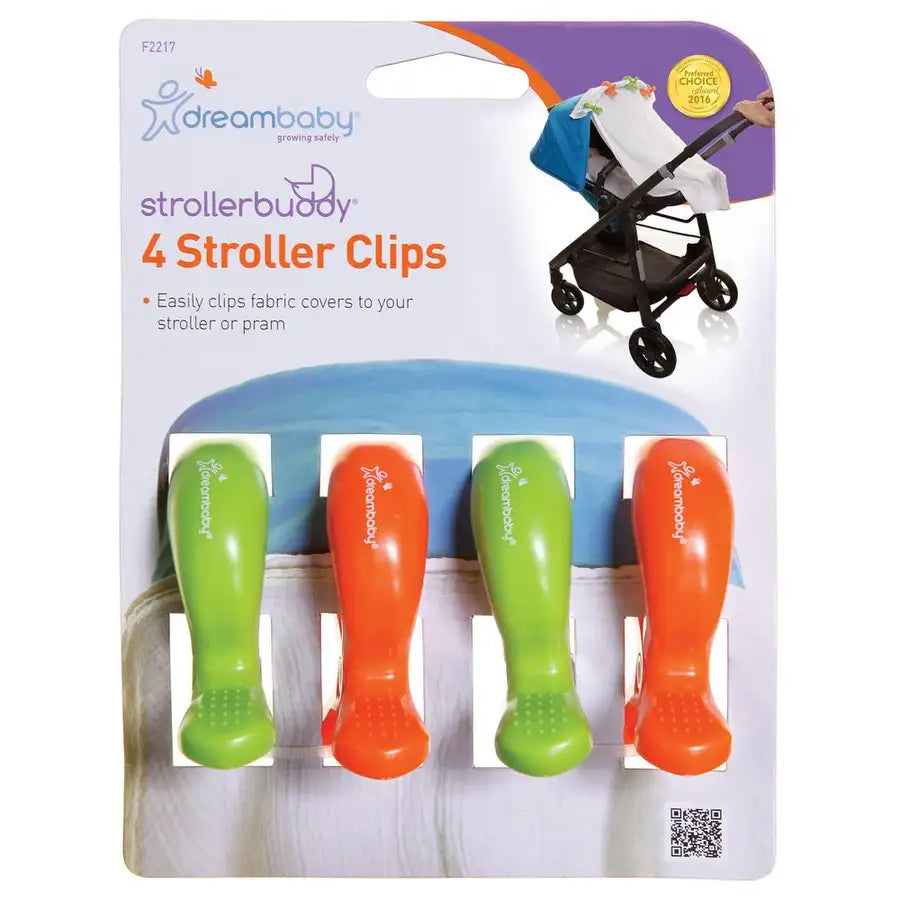 Dreambaby Strollerbuddy Stroller Clips Orange Green 4 Pack Babyonline