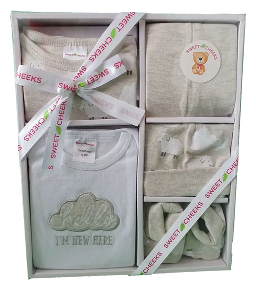 Sweet Cheeks 5 Piece Clothing Gift Set - GREY SHEEP - Babyonline