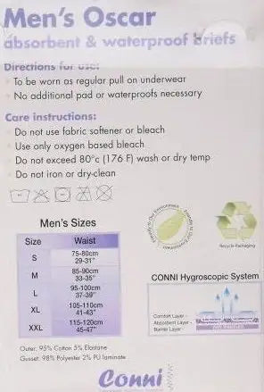 Conni Oscar Mens Absorbent Undergarment - Size Large - Babyonline