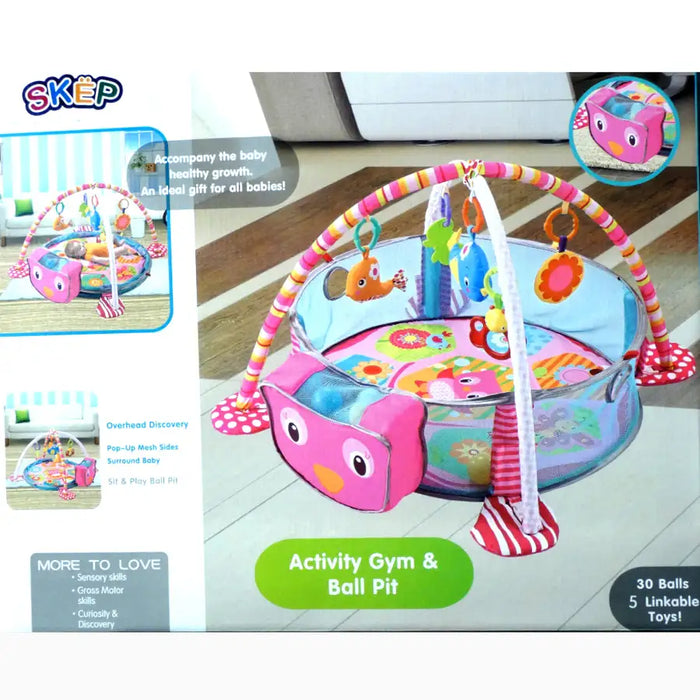 3-in-1 Baby Activity Gym Mat Ball Pit OWL 88970 — Babyonline
