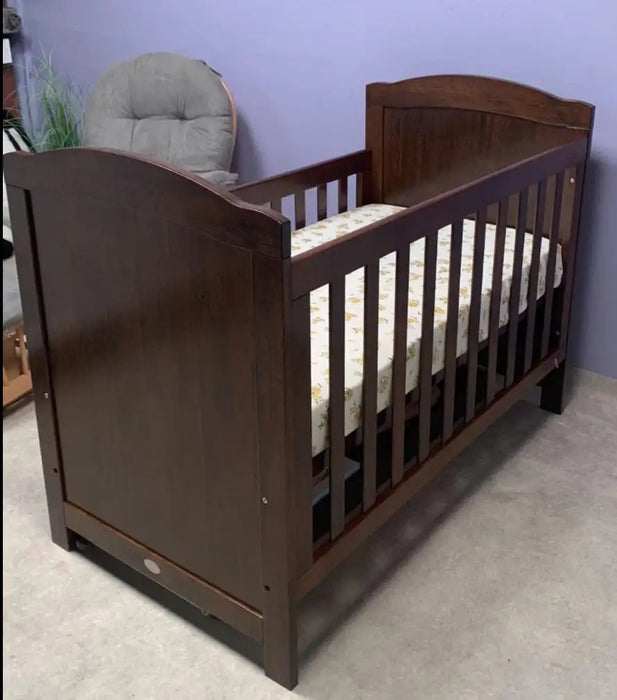 Kapai DELTA Wooden Baby Cot Drop Side with Drawer - COFFEE