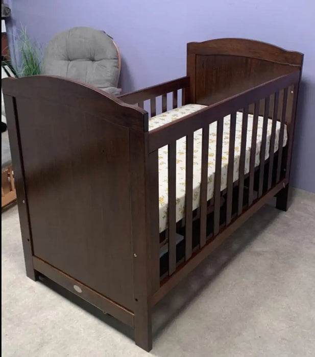 Kapai DELTA Wooden Baby Cot Drop Side with Drawer COFFEE