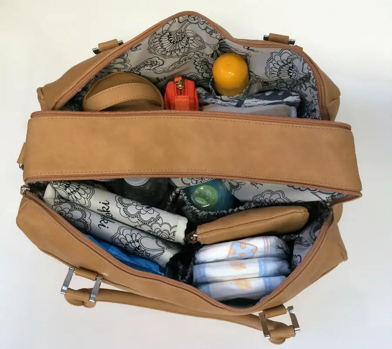 Isoki double best sale zip satchel redwood