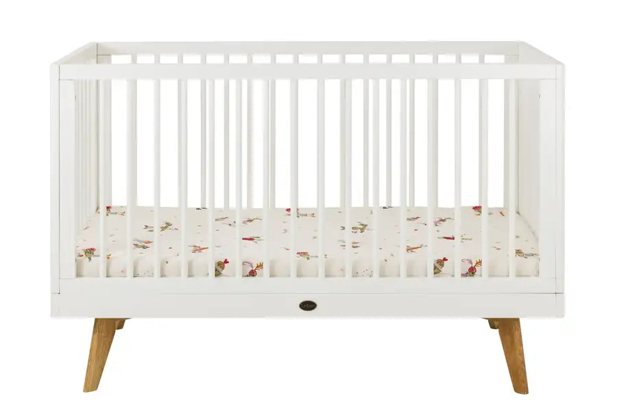 Vesta Wooden Baby Cot Fixed Sides - White - Babyonline