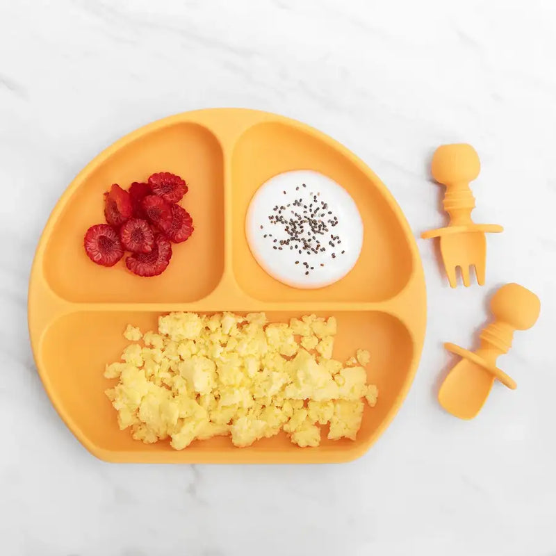 Bumkins Silicone Grip Dish - Tangerine - Babyonline