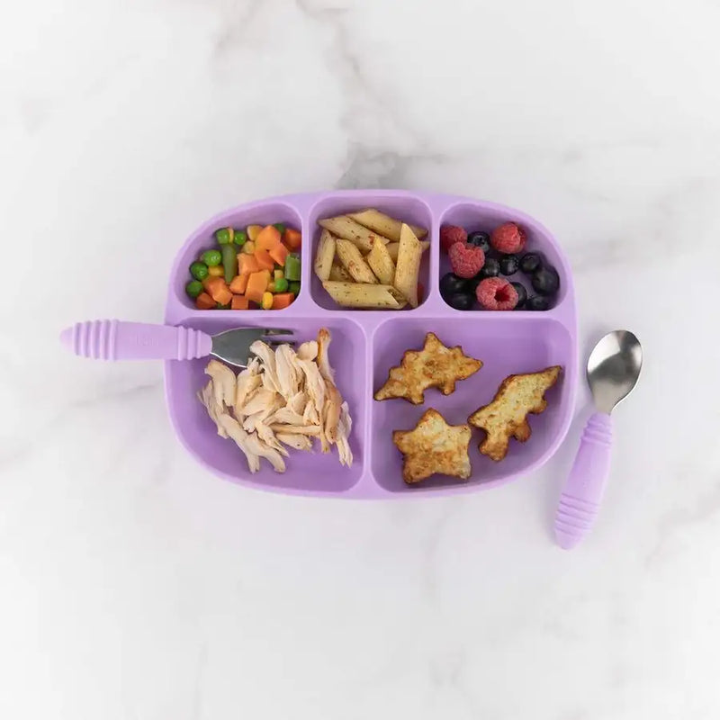 Bumkins 5 Section Silicone Grip Dish + Lid - Lavender - Babyonline