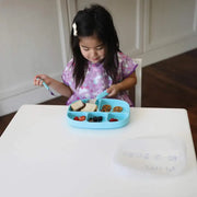 Bumkins 5 Section Silicone Grip Dish + Lid - Blue - Babyonline