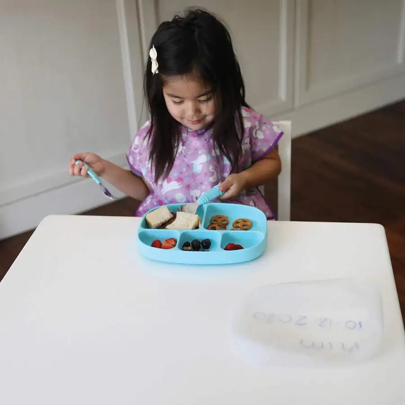 Bumkins 5 Section Silicone Grip Dish + Lid - Blue - Babyonline