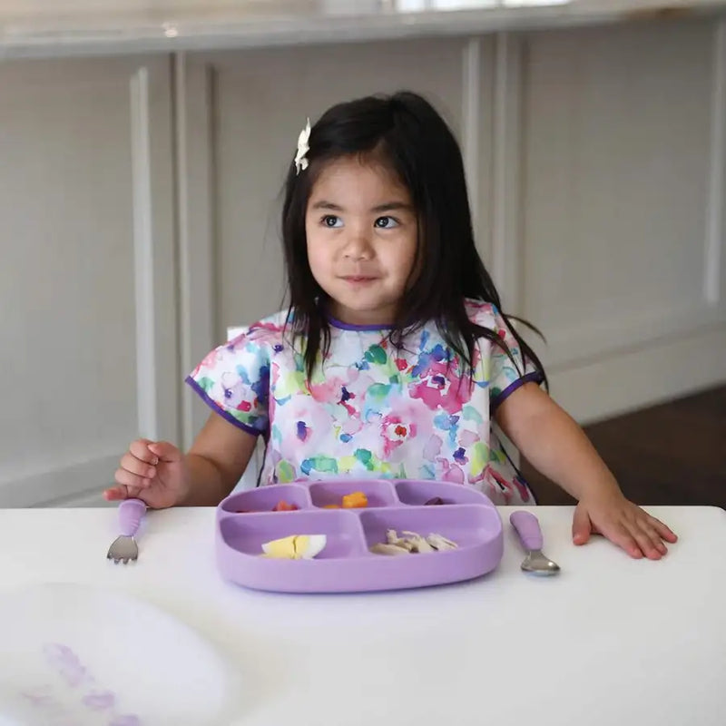 Bumkins 5 Section Silicone Grip Dish + Lid - Lavender - Babyonline