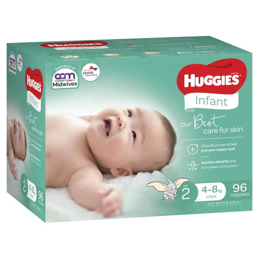 Huggies Ultimate Nappies Jumbo - Size 2 Infant (96 per box) - Babyonline