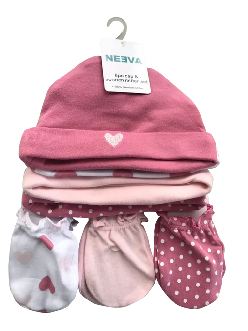Neeva 8 Piece Hat & Mitten Set HEART - Babyonline