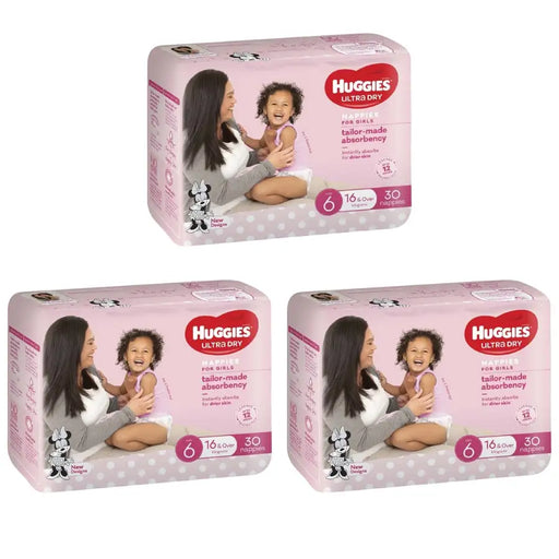 Huggies Ultra Dry -  VALUE BOX Size 6 (+16kg) GIRLS 90 Nappies - Babyonline