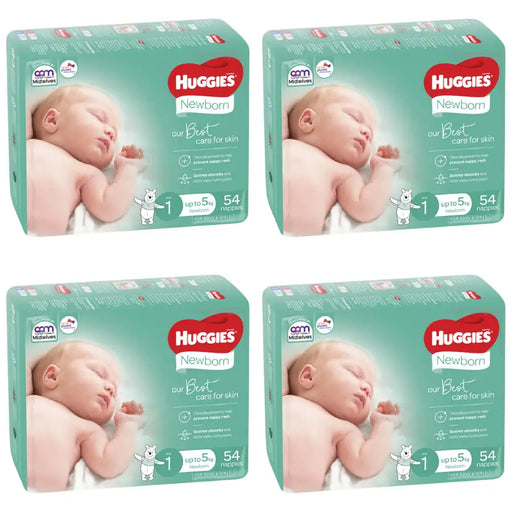 Huggies Newborn VALUE BOX (Up To 5kg) UNISEX 216 Nappies - Babyonline