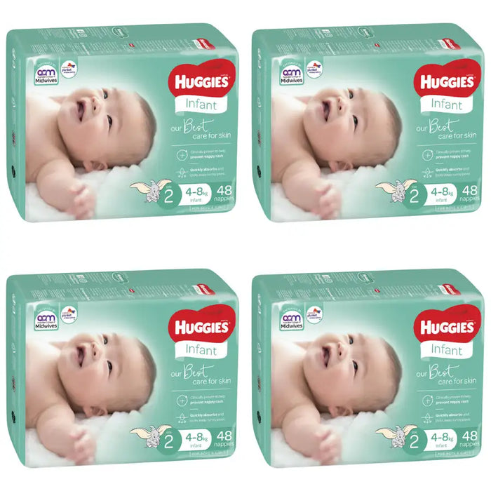 Huggies Infant VALUE BOX Size 2 (4-8 kg) UNISEX 192 Nappies - Babyonline