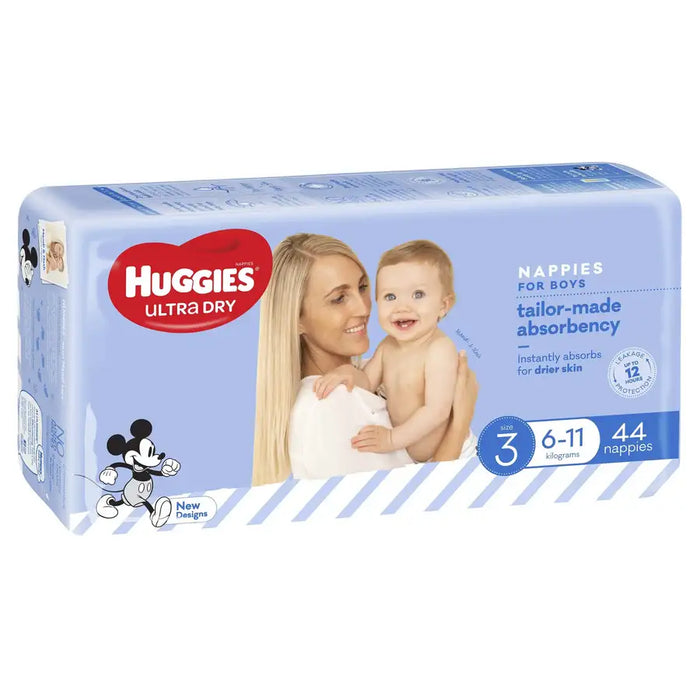 Huggies Ultra Dry Size 3 6 11kg BOYS PACK Babyonline
