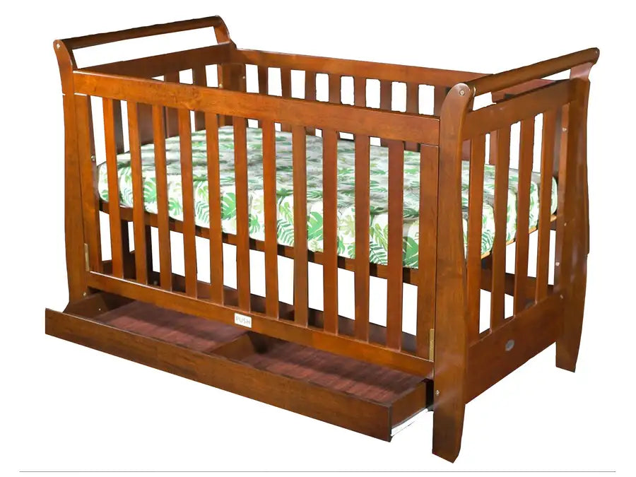 Kapai NOVA Wooden Drop Side Cot with Drawer COFFEE Babyonline