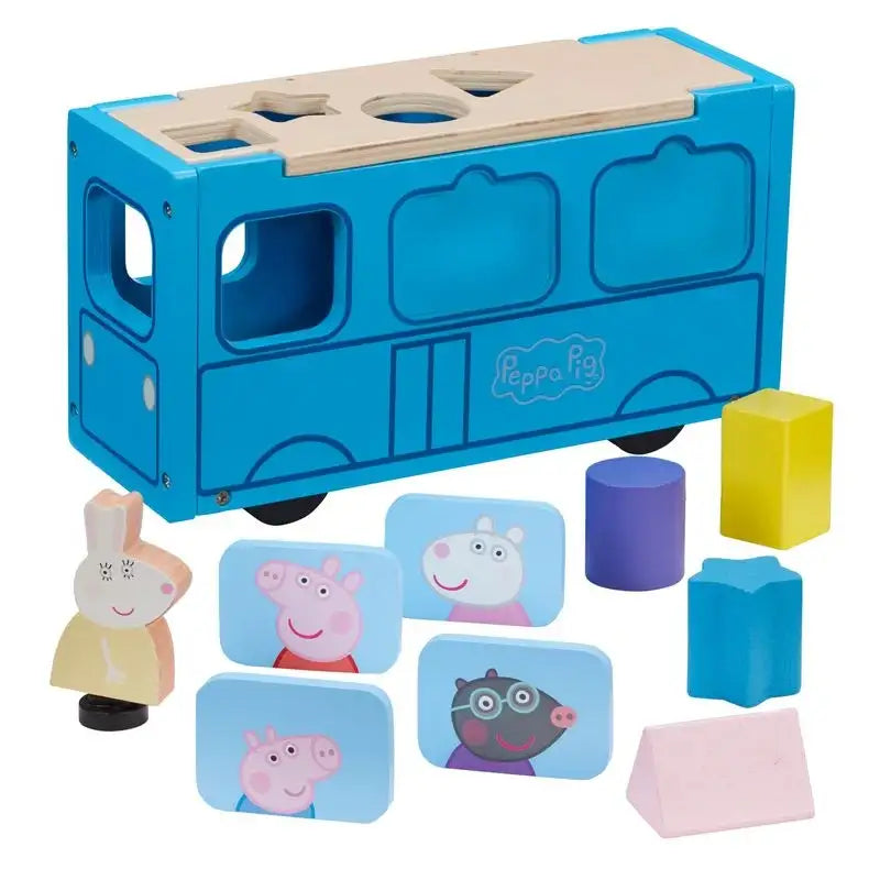 Peppa Pig Wooden Play School Bus Shape Sorter - Babyonline