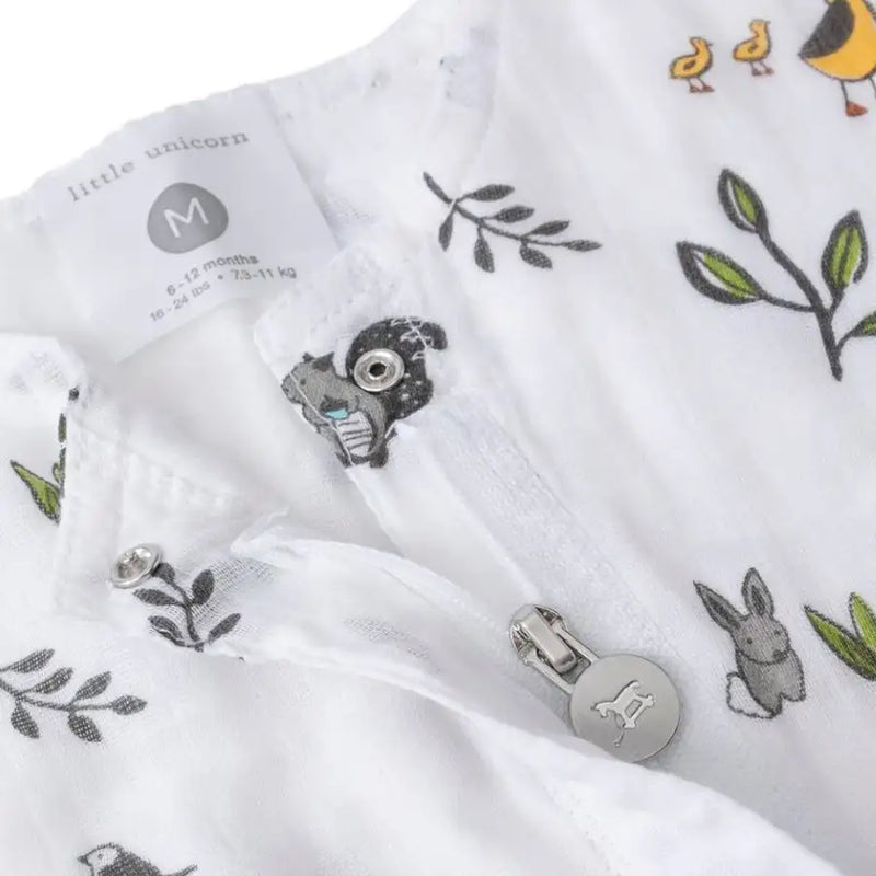 Little Unicorn Cotton Muslin Sleep Romper - Forest Friends - Babyonline