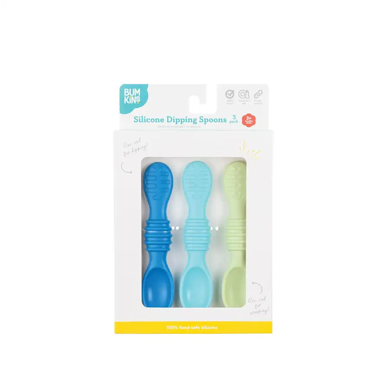 Bumkins Silicone Dipping Spoons - 3 Pack GUMDROP BLUE - Babyonline