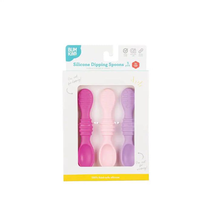 Bumkins Silicone Dipping Spoons - 3 Pack LOLLIPOP PINK - Babyonline