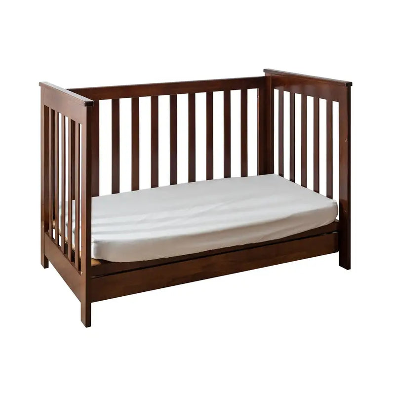 Kapai BETA Wooden Baby Cot Drop Side with Drawer COFFEE - Babyonline