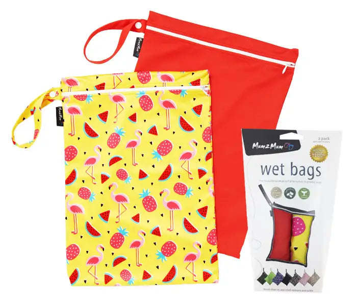 Mum2Mum Wet Bags Twin Pack - FLAMINGO/RED - Babyonline