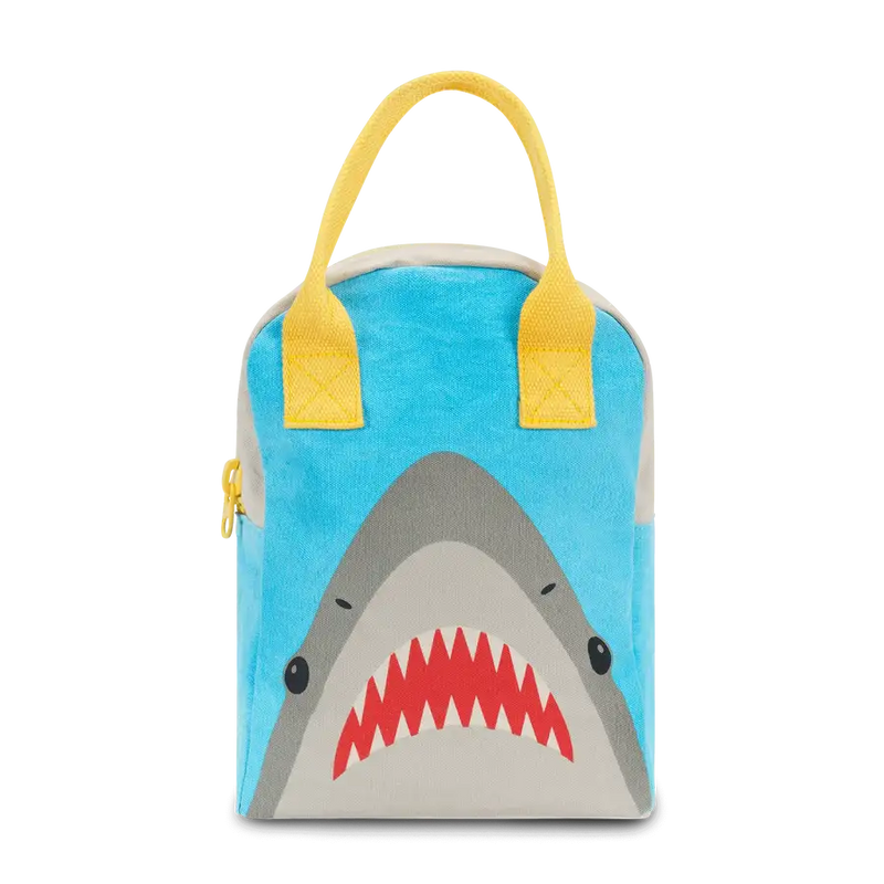 Fluf Zipper Lunch Bag - SHARK - 100% certified organic cotton *CLEARANCE*