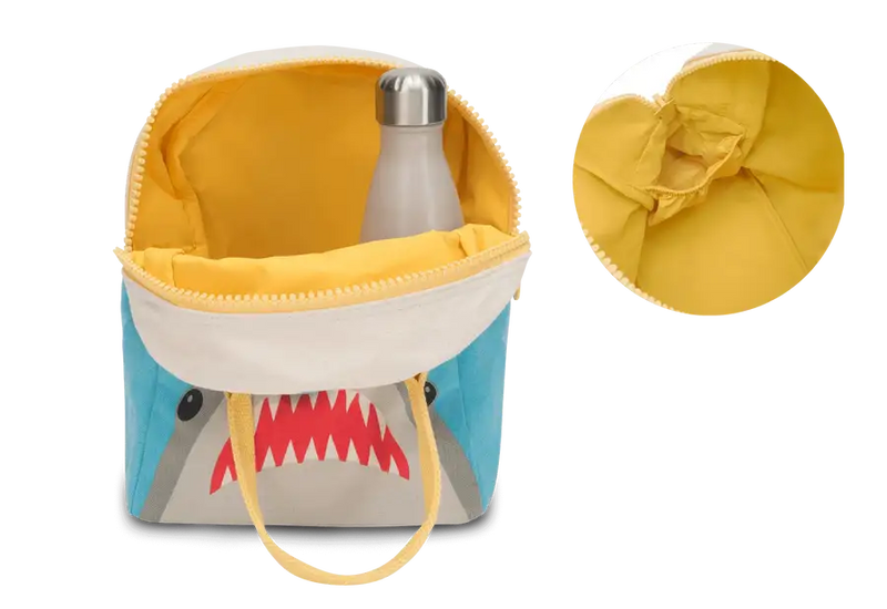 Fluf Zipper Lunch Bag - SHARK - 100% certified organic cotton *CLEARANCE*